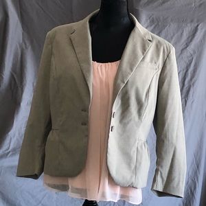 NY & Co Light tan suit jacket with brown pinstripe